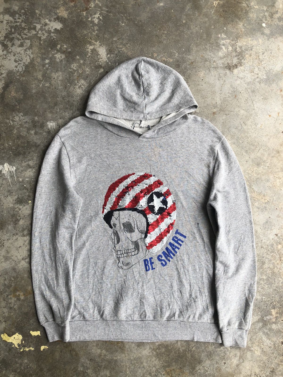 If Six Was Nine × Japanese Brand × Vintage Vintage Skull Wearing American Helmet Sequins Hoodie Size US M / EU 48-50 / 2 - 2 Thumbnail