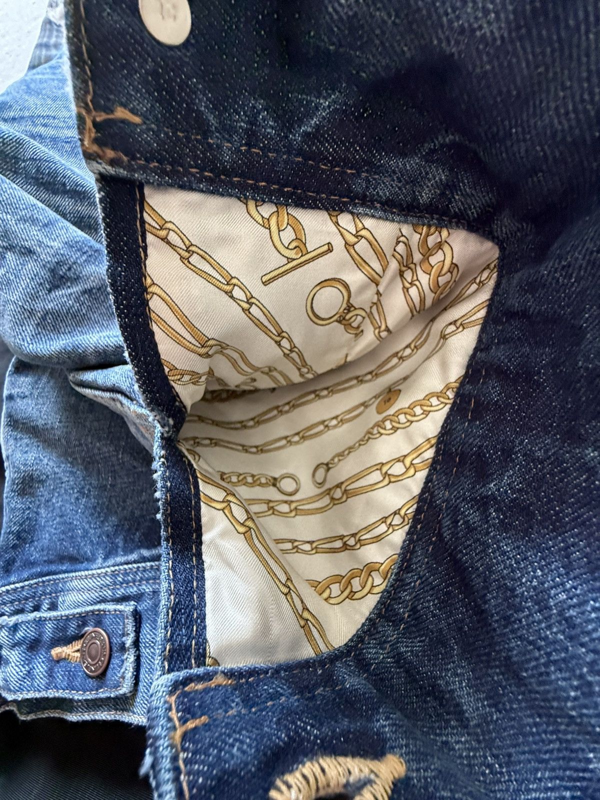 Celine Hedi Slimane denim trucker jacket silk union wash