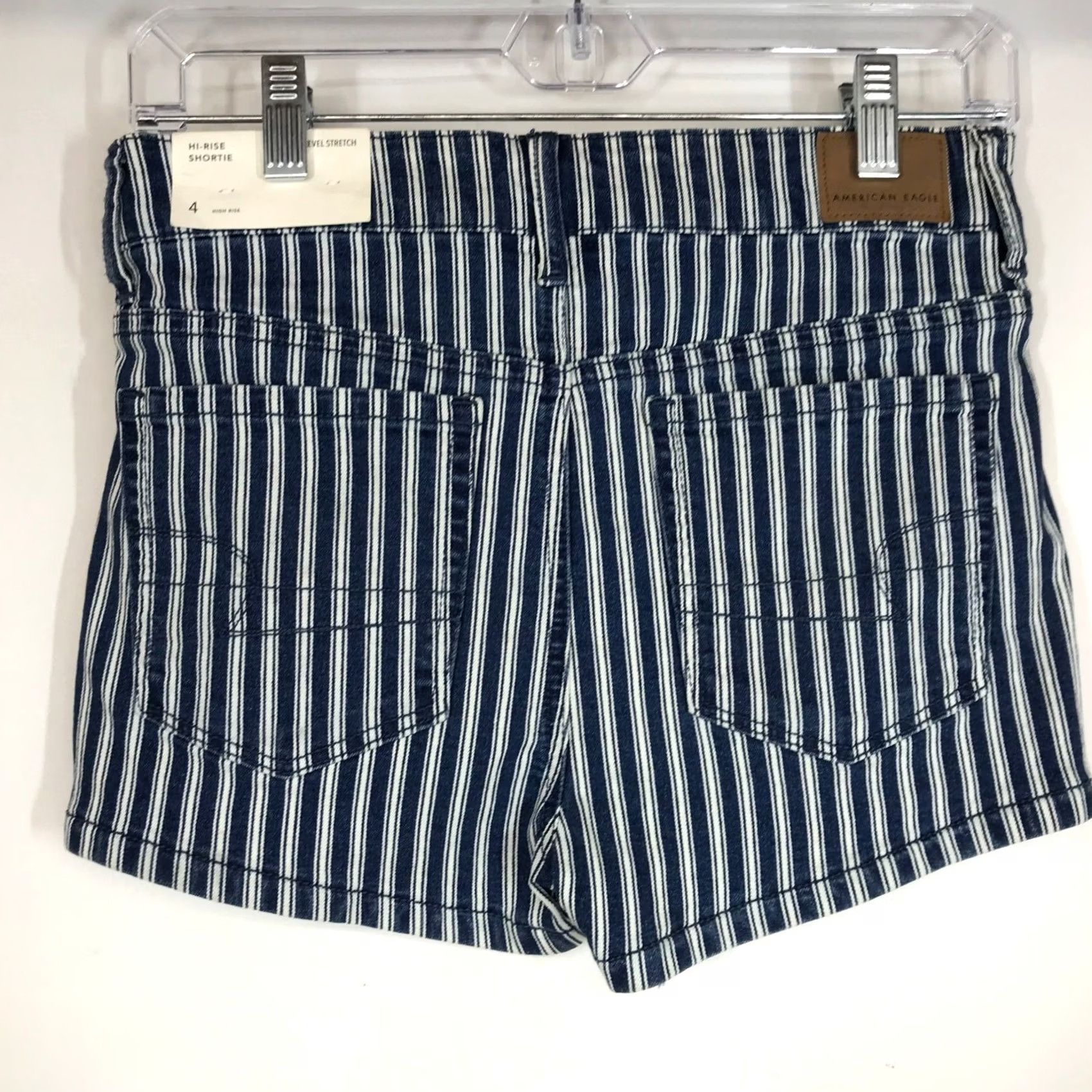 American Eagle Outfitters VINTAGE? No. American Eagle Outfitters Hi Rise Shortie Striped Denim Shorts Women Size 4 Size 27" / US 4 / IT 40 - 4 Thumbnail