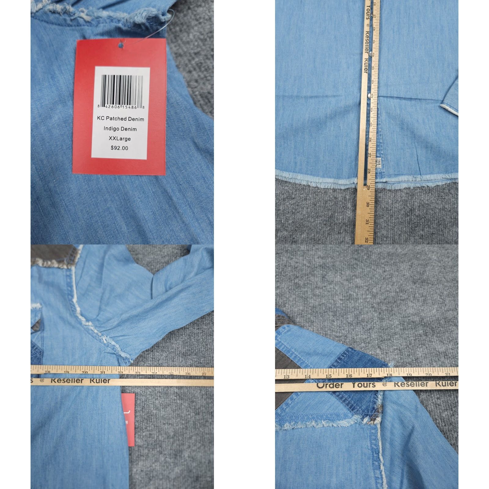 Vintage Kimes Ranch Shirt Women's 2XL Blue KC Patched Denim Pearl Snap Western NWT Size XXL / US 16-18 / IT 52-54 - 8 Thumbnail
