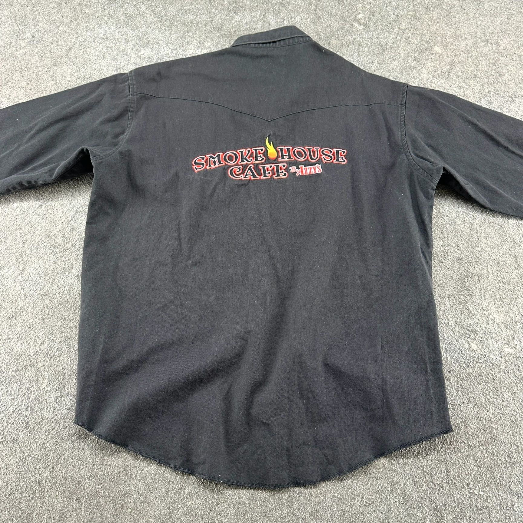 Wrangler VINTAGE Wrangler Shirt Mens 17 36 Black Long Sleeve Denim Thunder Mountain Rodeo Cowboy Western Workwear Button-Up Shirt Size US XL / EU 56 / 4 - 6 Thumbnail