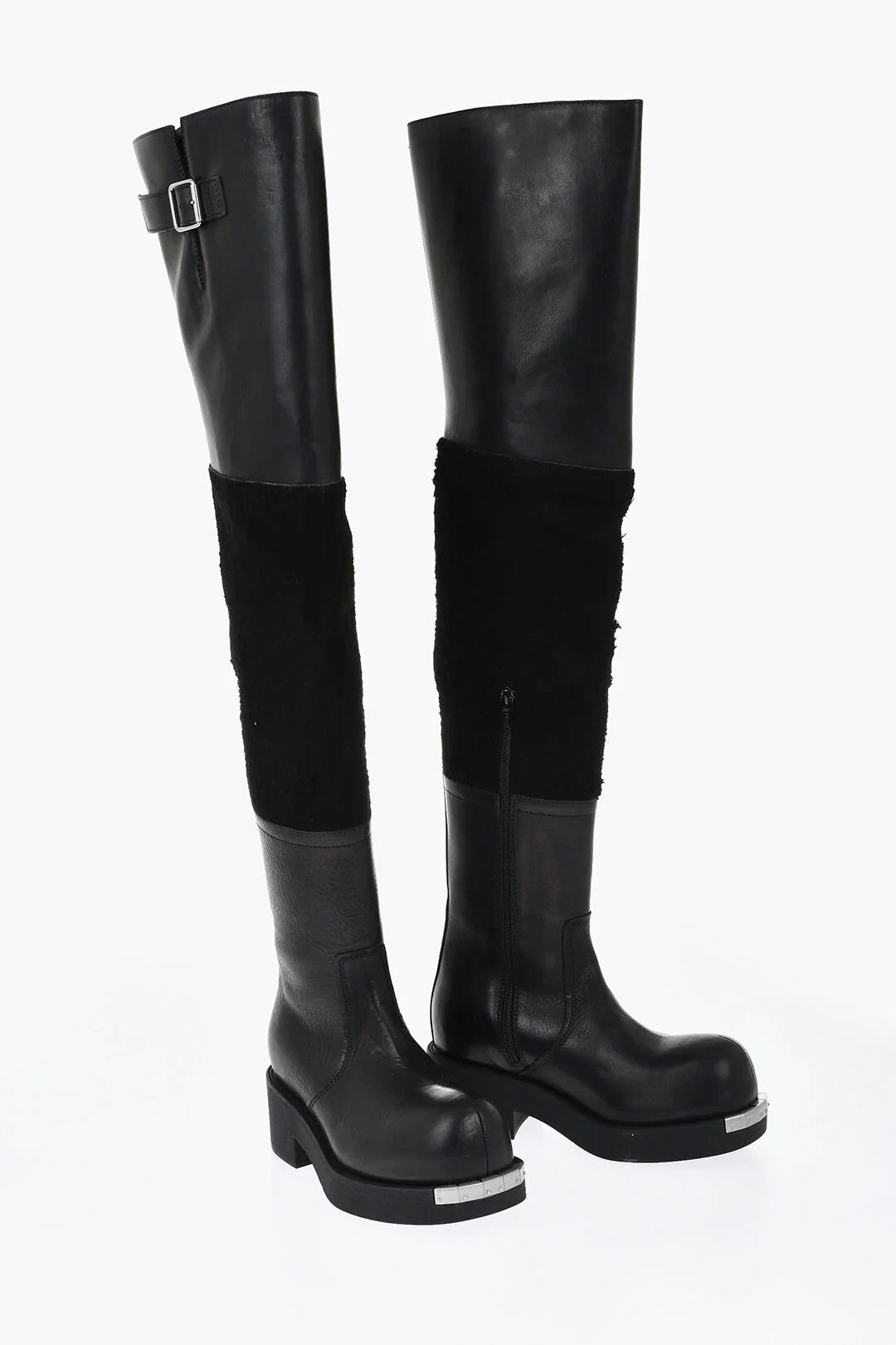 Maison Margiela og1mm0426 Leather Over-The-Knee Boots in Black Size US 6 / IT 36 - 3 Thumbnail