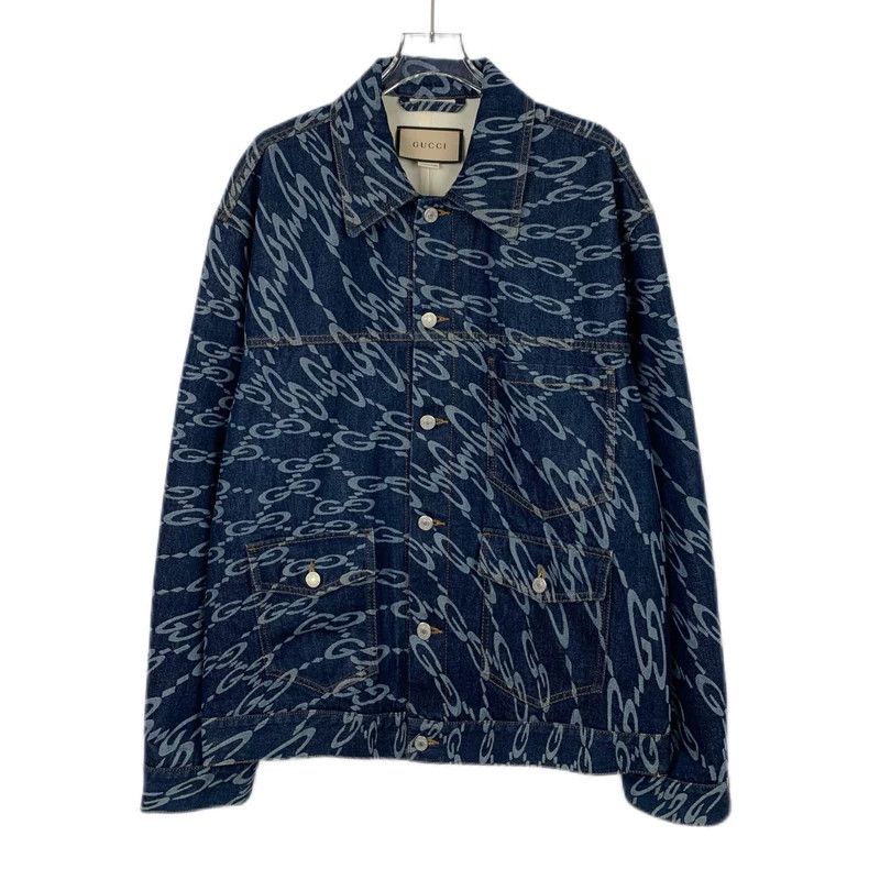 Gucci Logo Denim Jacket in Dark Blue-dmc