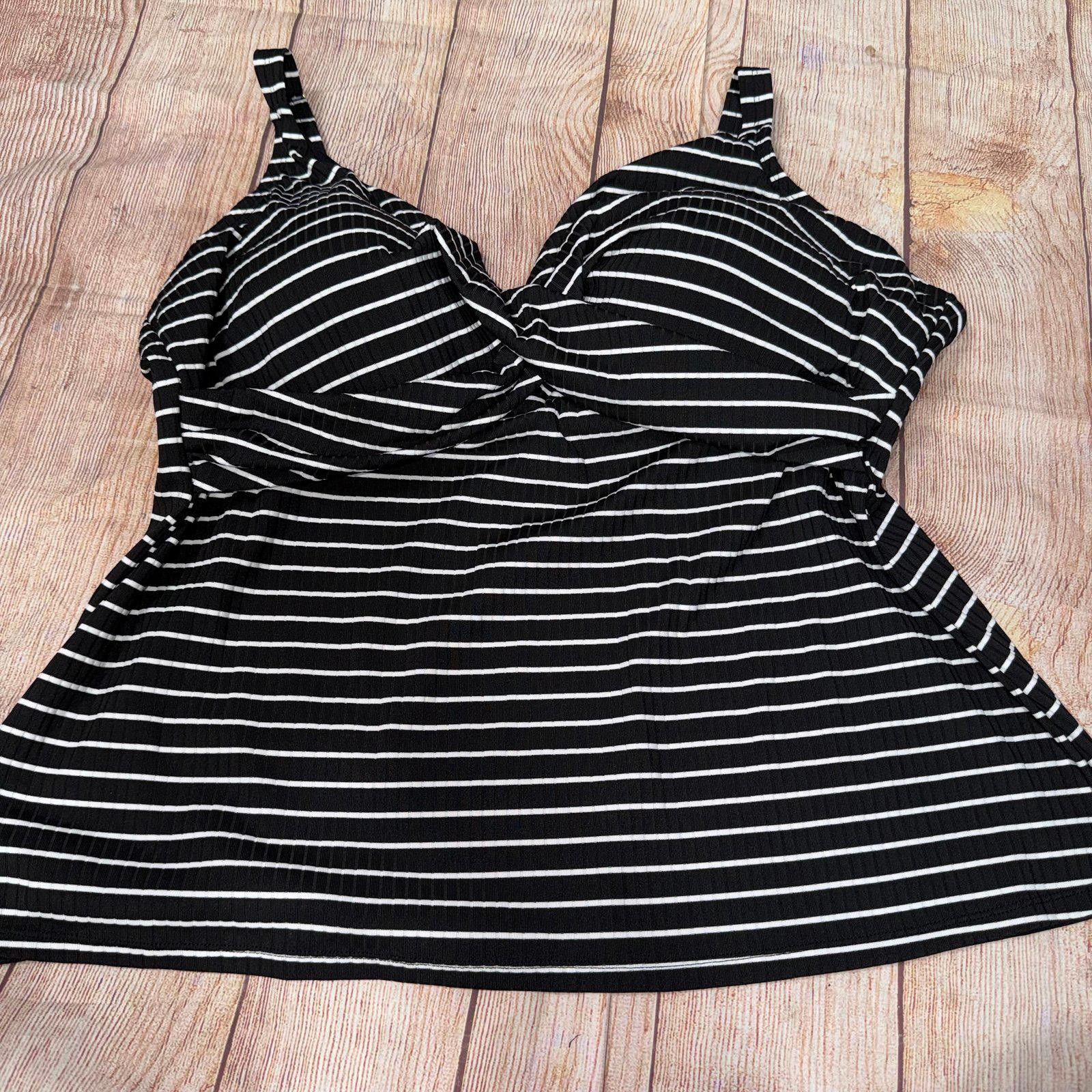 Other Freshwater Black and White Striped Tankini Top 3X Size ONE SIZE - 3 Thumbnail