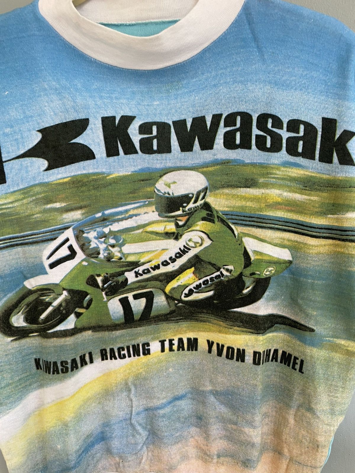 Vintage Vintage 70s Kawasaki Racing Team Yvon Duhamel AOP shirt Size US S / EU 44-46 / 1 - 4 Thumbnail