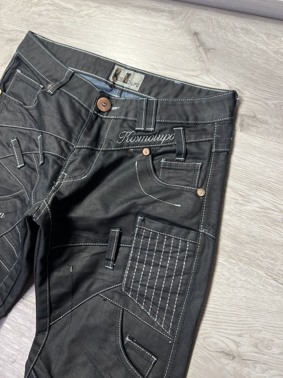Japanese Brand Vintage Y2K K&M Kosmo Lupo Embroidered Logo Hard Wear Jeans Size US 32 / EU 48 - 4 Thumbnail