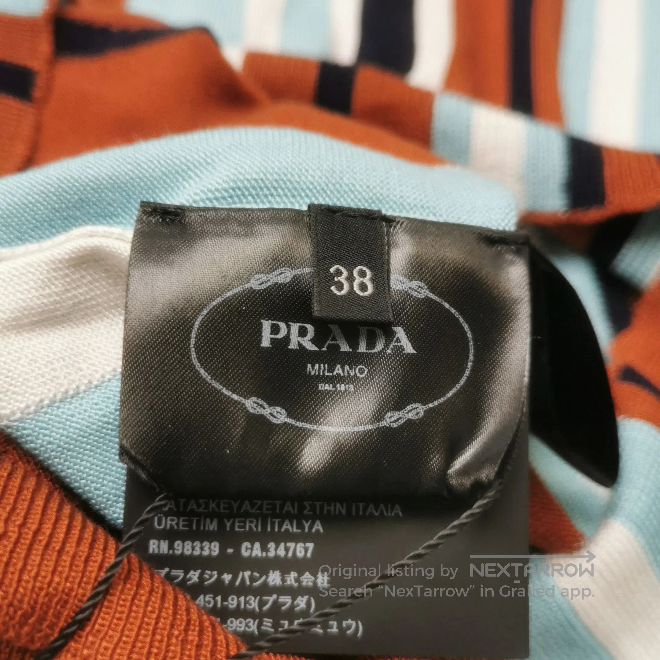 Prada Prada Striped Silk Polo Dress in Brown and Blue . Size S / US 4 / IT 40 - 9 Thumbnail