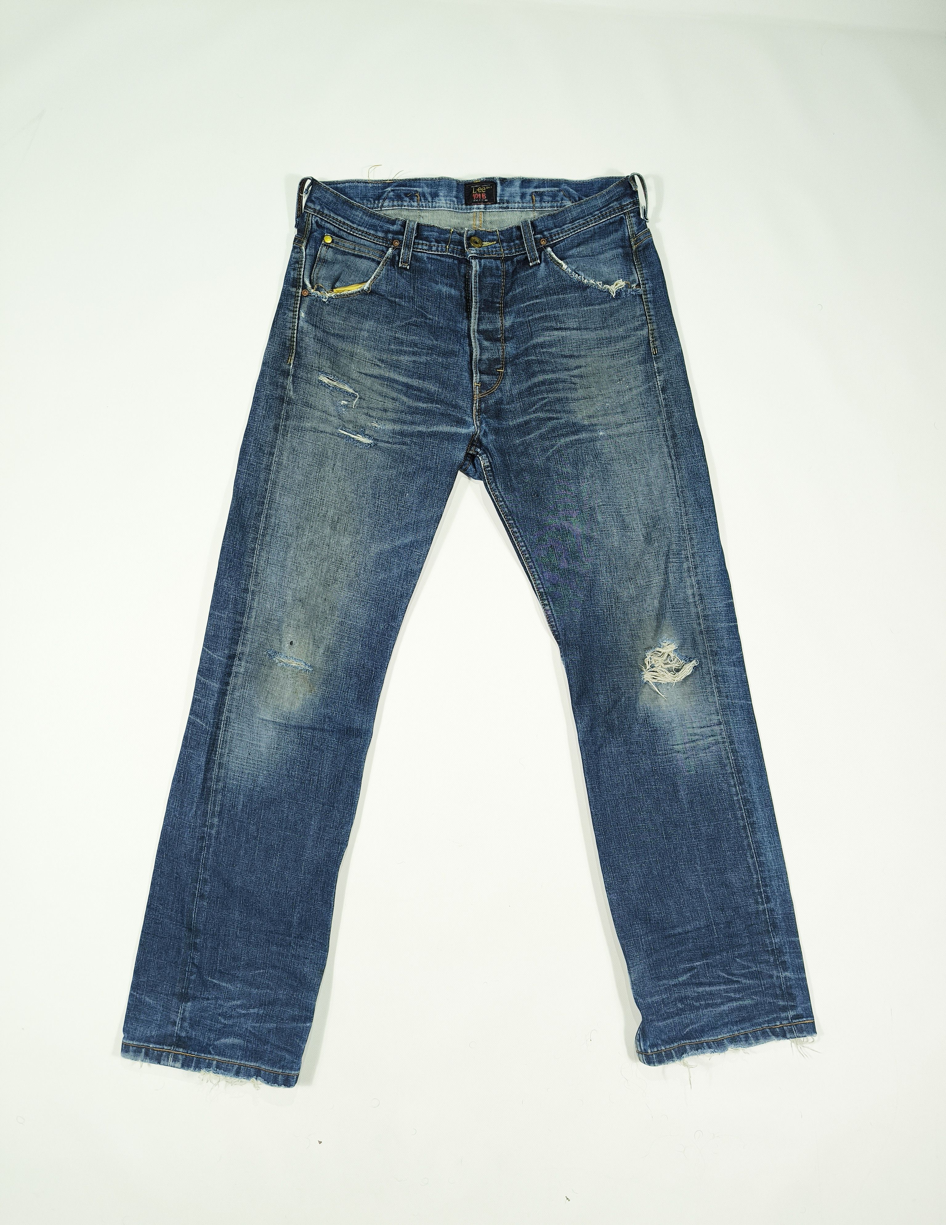Lee Lee 101B Distressed Selvedge Denim Jeans Size W32 L32 Size US 32 / EU 48 - 1 Thumbnail