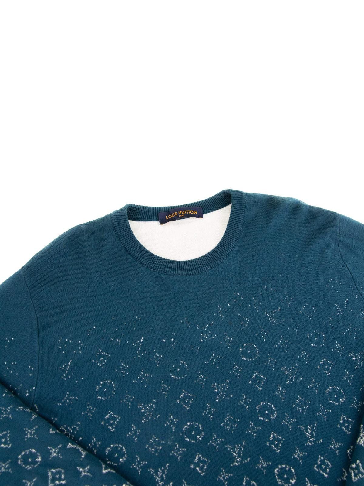 Louis Vuitton Louis Vuitton Mens LVSE Monogram Degradé Crewneck Large Blue Size US L / EU 52-54 / 3 - 2 Thumbnail
