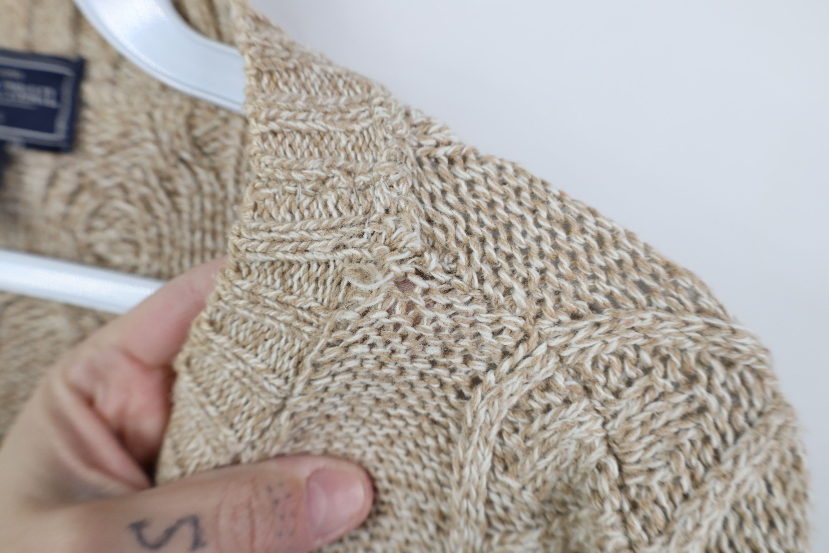 Vintage Vintage 90s Streetwear Cable Fisherman Sweater Oatmeal USA Size US L / EU 52-54 / 3 - 4 Thumbnail