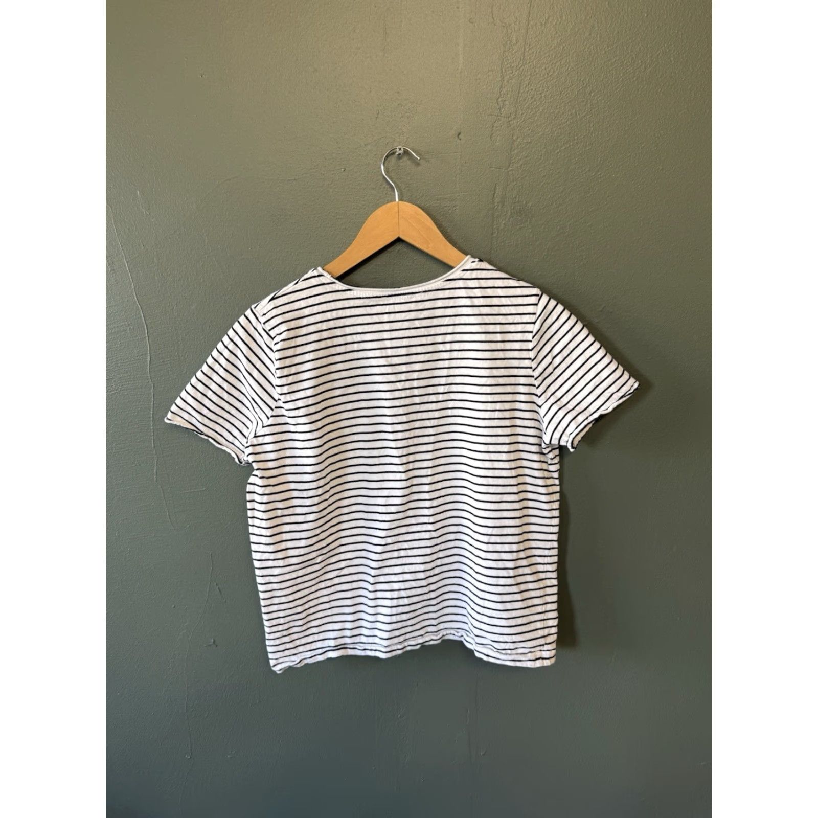 Zara Zara Cropped Shirt White Short Sleeve Striped T-Shirt Womens XL Size Size XL / US 12-14 / IT 48-50 - 2 Thumbnail
