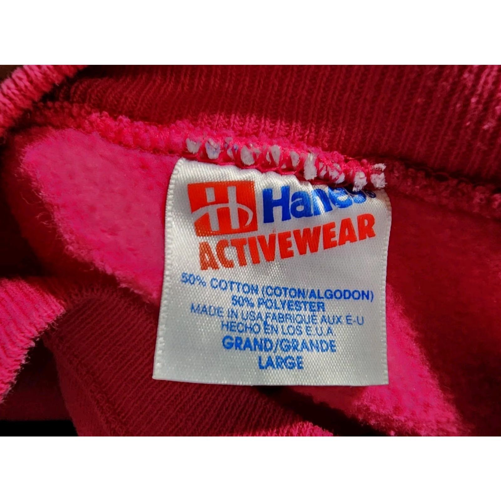 Hanes VINTAGE Hanes Sweatshirt Mens L Crew Neck Pink Embroidered Summer Pullover Size US L / EU 52-54 / 3 - 6 Thumbnail