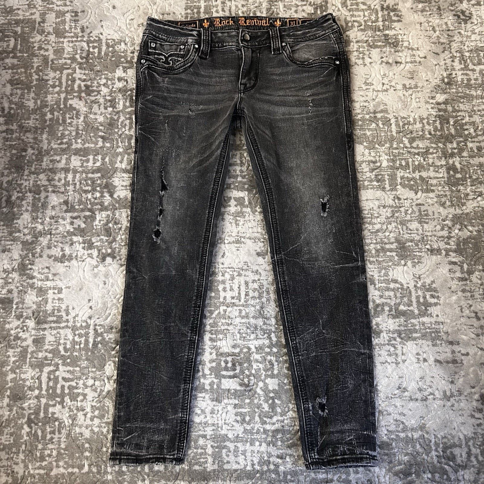 Rock Revival Rock Revival Celinda Skinny Low Rise Black Denim Sz 31 Size 31" - 1 Thumbnail