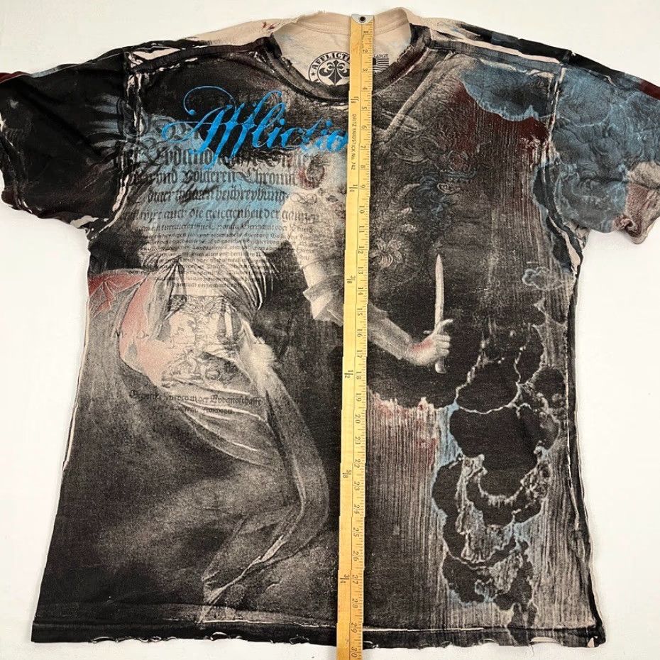 Affliction Affliction Shirt Mens 2XL XXL Slim Skeleton Reaper Grunge Goth Distressed Y2K Graphic Print Crew Neck Black Cotton Short Sleeve T-Shirt Size US XXL / EU 58 / 5 - 5 Thumbnail