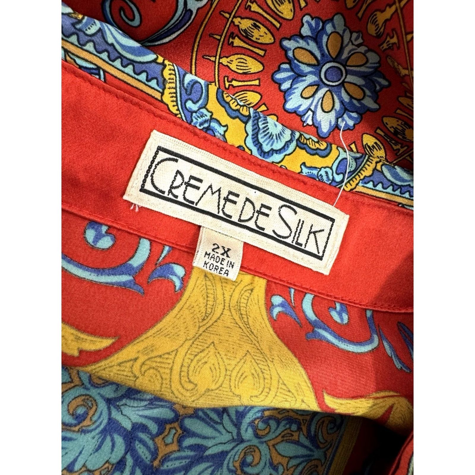Vintage CREME DE SILK - SILK - BAROQUE Paisley Mens 2XL Shirt Size US XXL / EU 58 / 5 - 7 Thumbnail