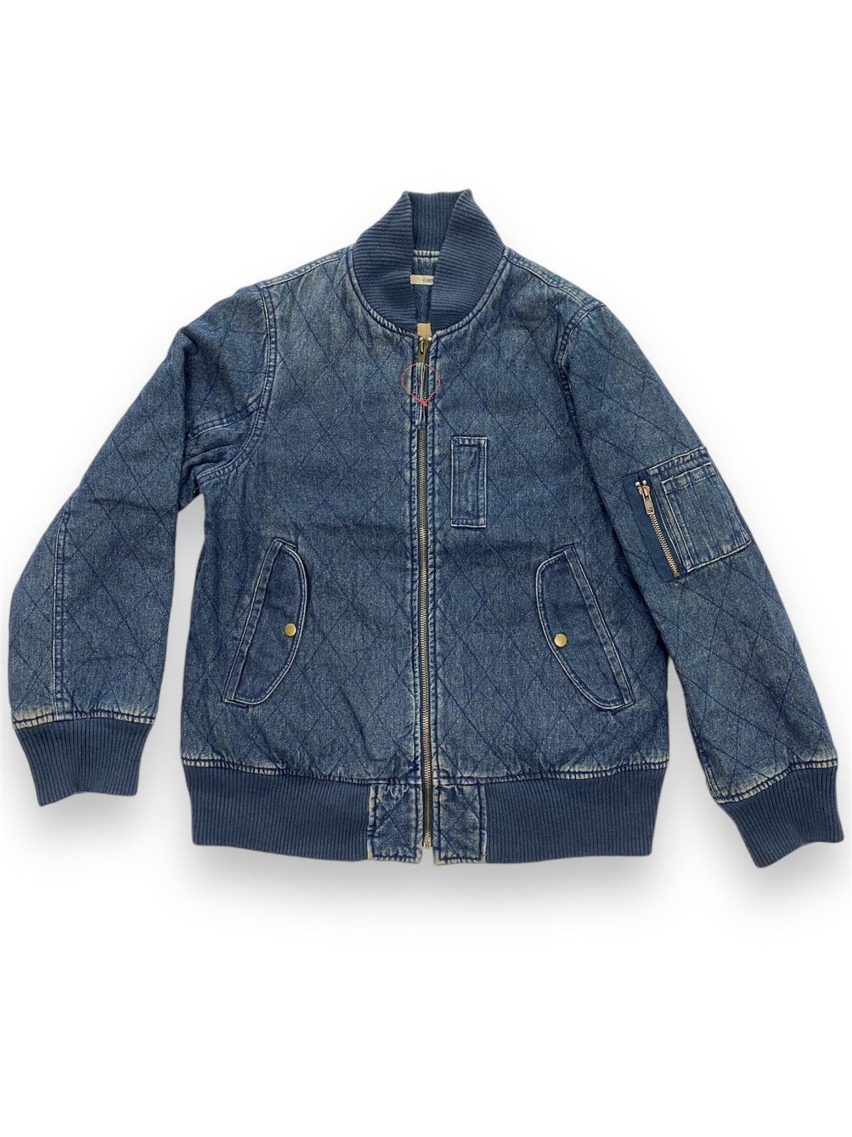 Japanese Brand Cantwo Diamond Quilted Denim Bomber Jacket Size US XXS / EU 40 - 1 Thumbnail