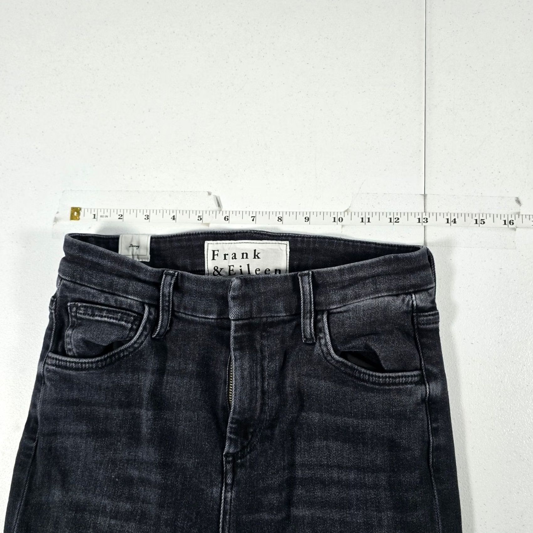 Frank & Eileen Frank & Eileen Derry Jeans Black Slim Straight High Rise Size 25 Raw Hem Size 42" / US 20 - 3 Thumbnail