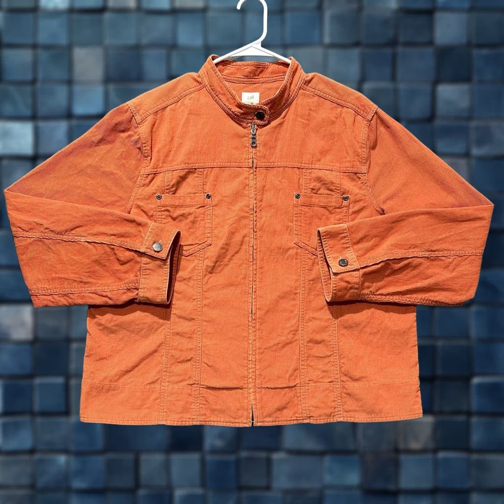 J. Jill J. Jill Jacket Womens XL Orange Corduroy Full Zip Cafe Racer Short EUC Size 40" / US 18 - 1 Thumbnail