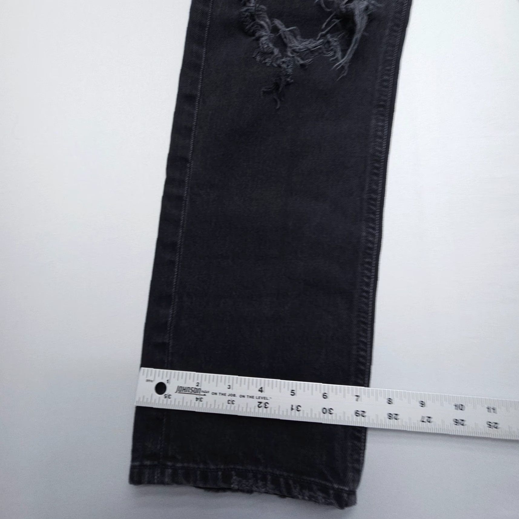 Agolde AGOLDE Jeans 90s Riley Black Distressed High Rise Button Fly Straight Womens Size 24 Size 42" / US 20 - 4 Thumbnail