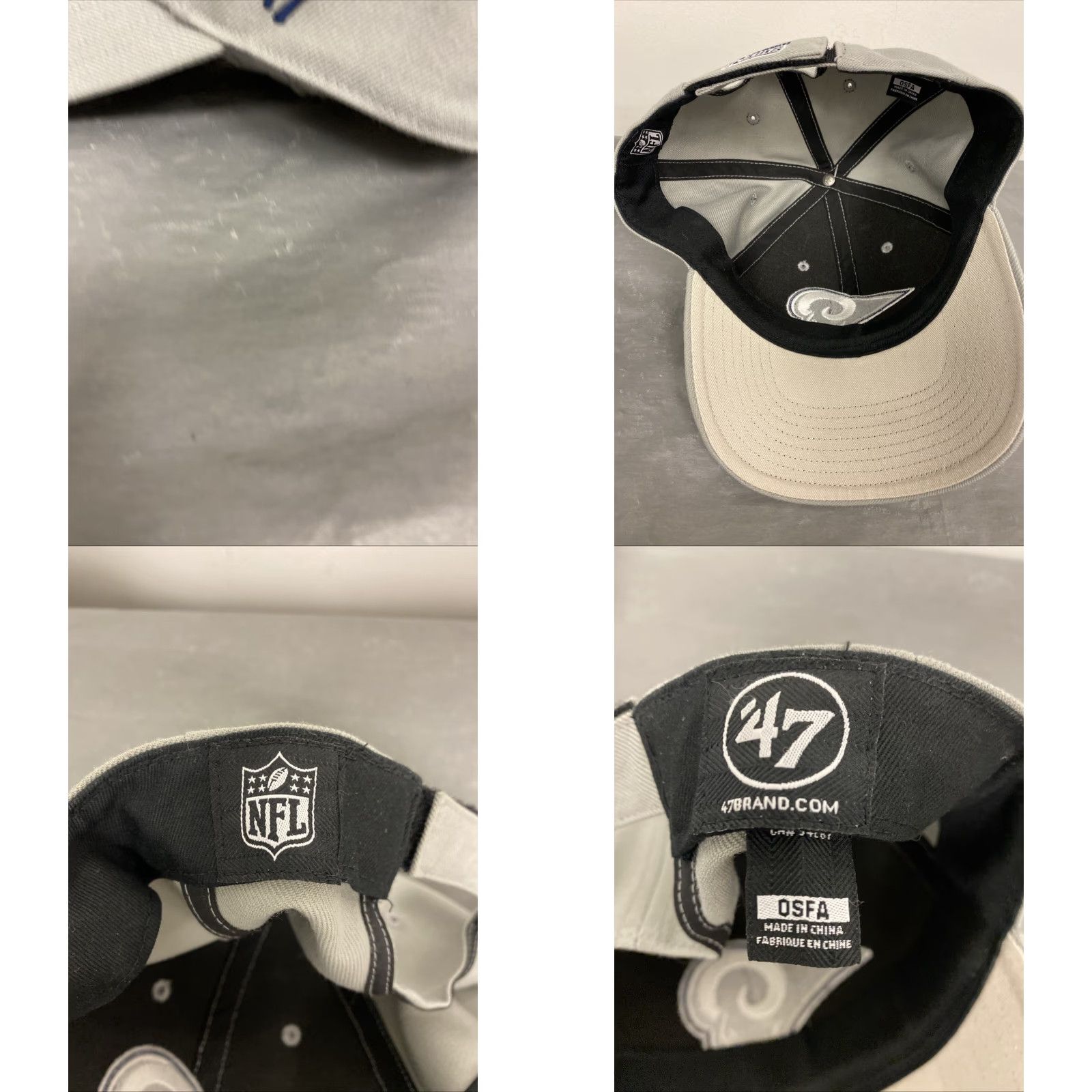 Vintage Los Angeles Rams ‘47 Baseball Cap Adjustable Fit Gray Logo Casual Mens One Size Size ONE SIZE - 8 Thumbnail