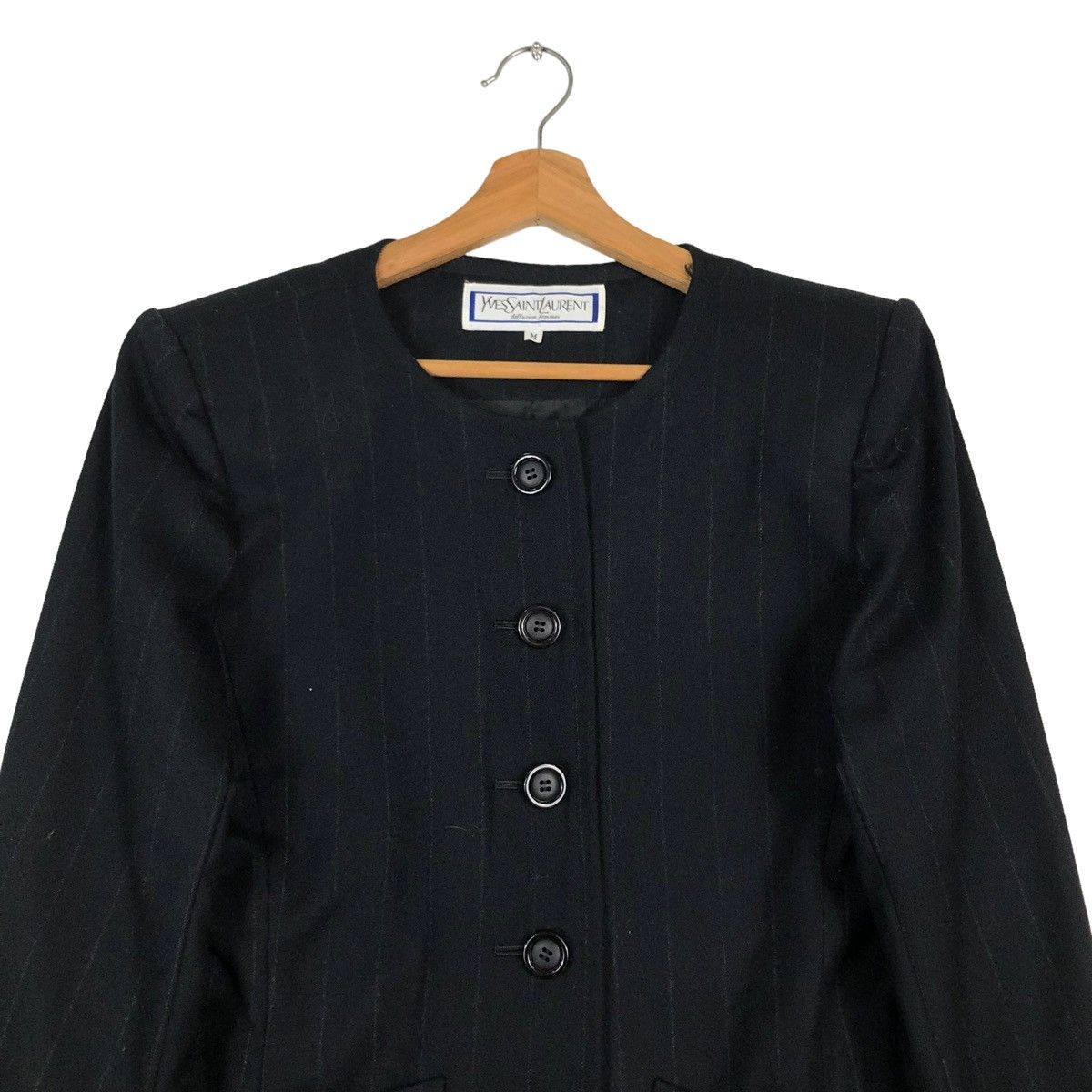Yves Saint Laurent 🔥VINTAGE CROPPED COATS JACKET YVES SAINT LAURENT STRIPED Size M / US 6-8 / IT 42-44 - 3 Thumbnail