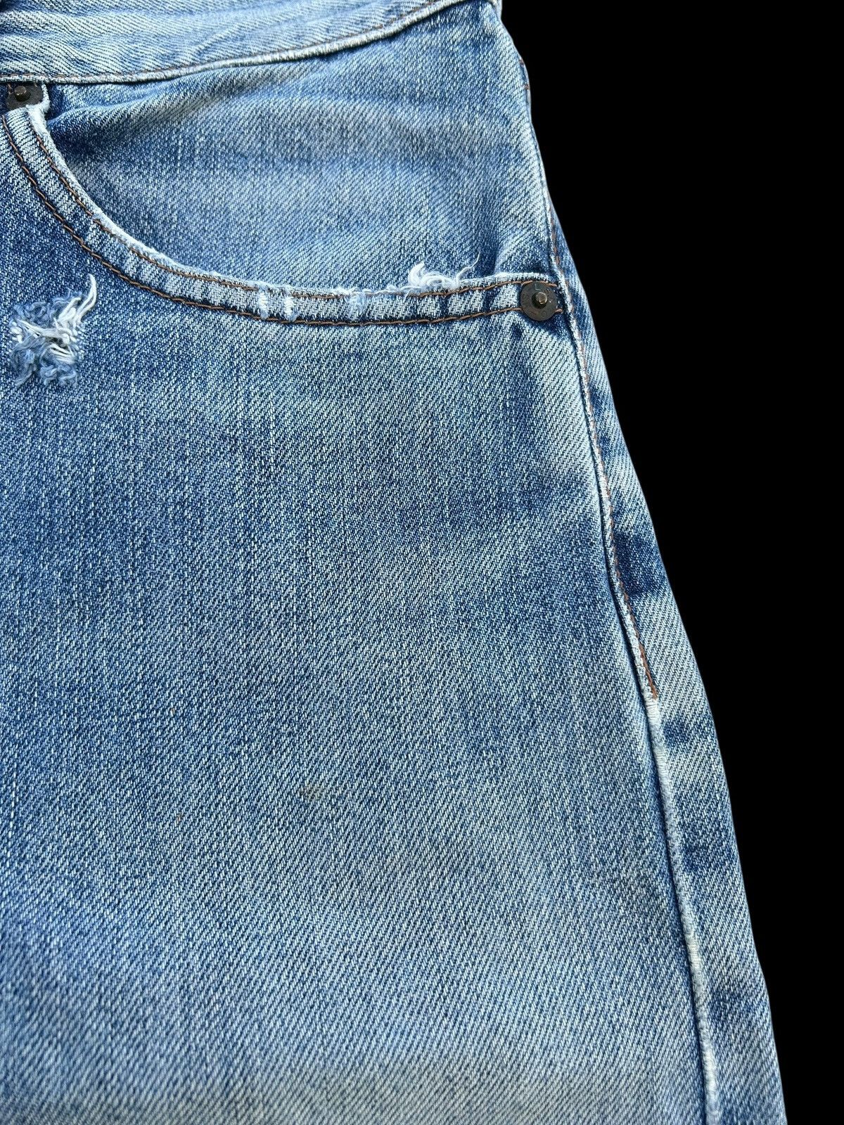 Japanese Brand × Kapital × Vintage THRASHED Levis Selvedge Vintage Distressed Short Denim Size US 32 / EU 48 - 14 Thumbnail