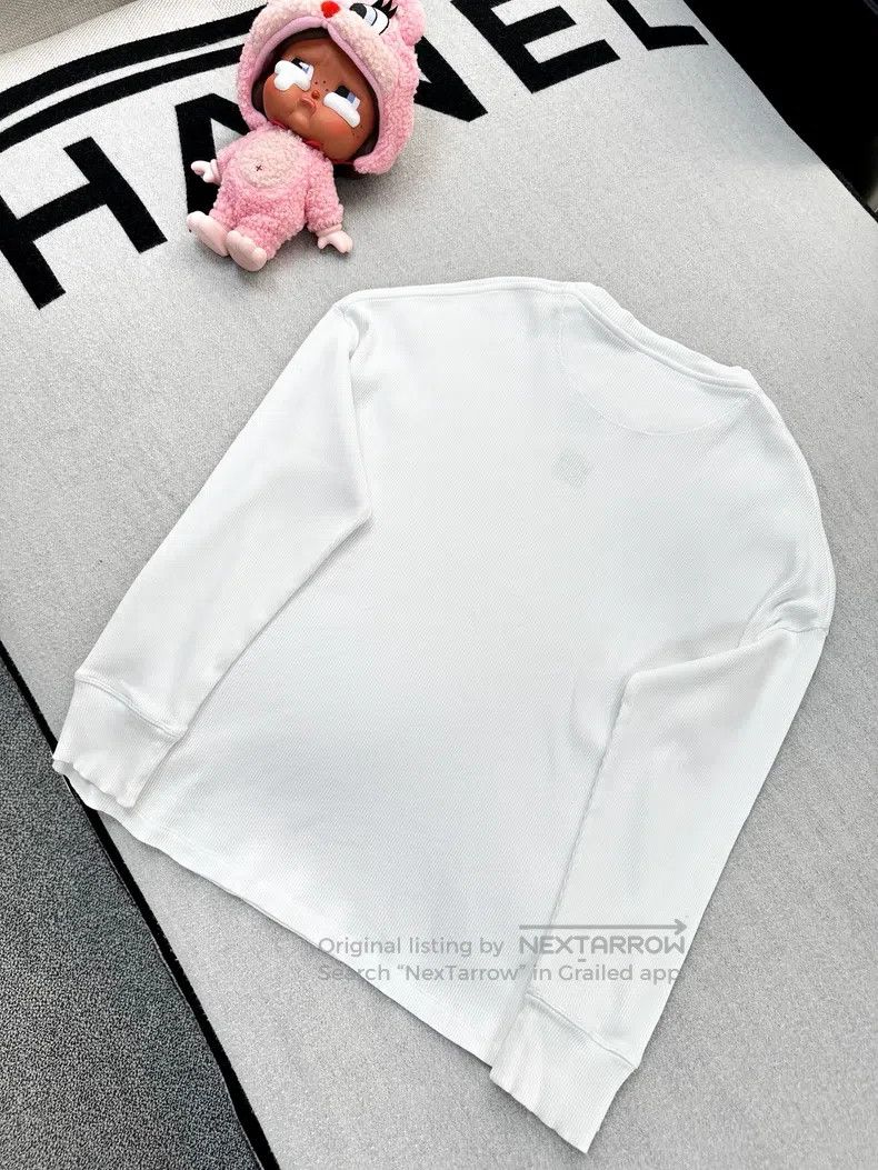 Loewe Loewe White Ribbed Stretch Embroidered Long Sleeve T-Shirt Size S / US 4 / IT 40 - 2 Thumbnail