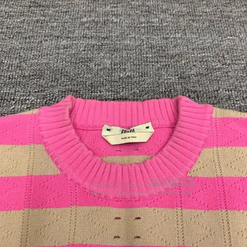 Fendi Fendi Pink Striped Cotton Women's T-Shirt . Size S / US 4 / IT 40 - 6 Thumbnail