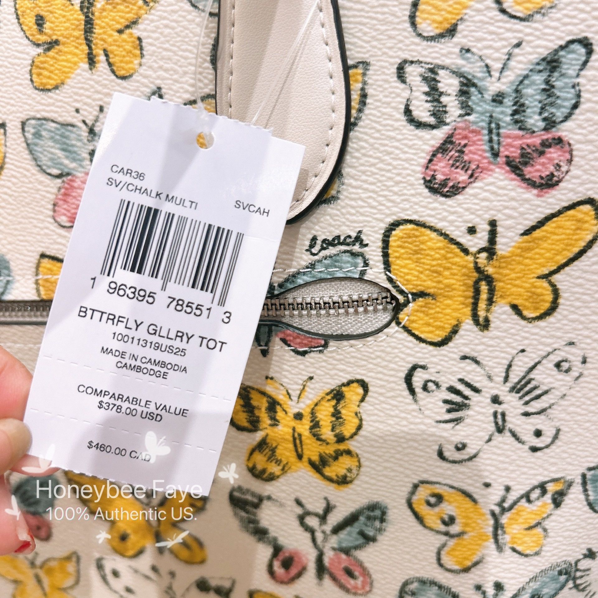 Coach Gallery Tote Bag With Butterfly Print CAR36 Size ONE SIZE - 4 Thumbnail