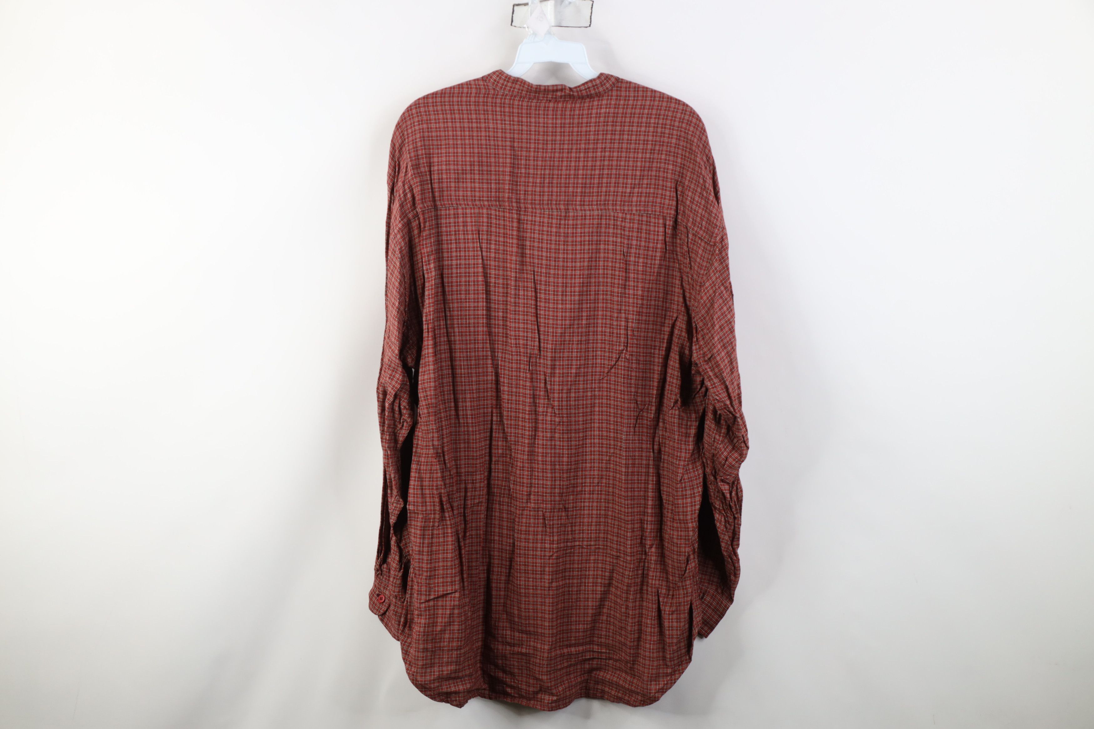 Vintage Vintage 90s Streetwear Band Collar Button Shirt Plaid Size US M / EU 48-50 / 2 - 10 Thumbnail