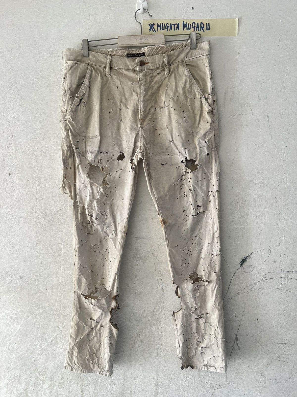 Japanese Brand × Nudie Jeans × Vintage SUPER THRASHED🔥NUDIE JEANS CO CURT KOBAIN STYLE Size US 34 / EU 50 - 1 Thumbnail