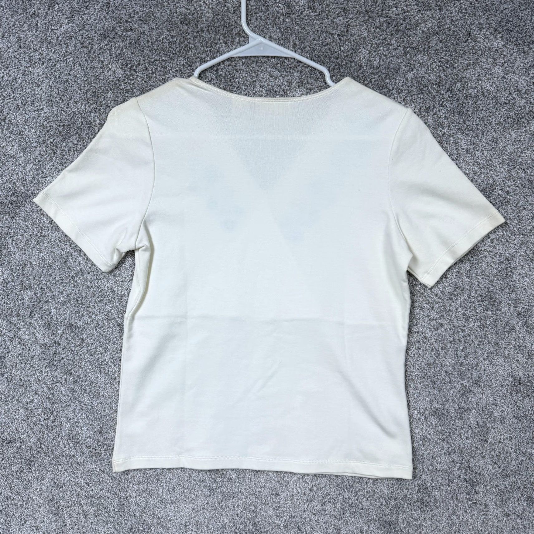 Vintage VTG Preswick & Moore Top Womens PS Petite White Floral Embroidered Boho Chic T-Shirt Short Sleeve V-Neck Size S / US 4 / IT 40 - 7 Thumbnail