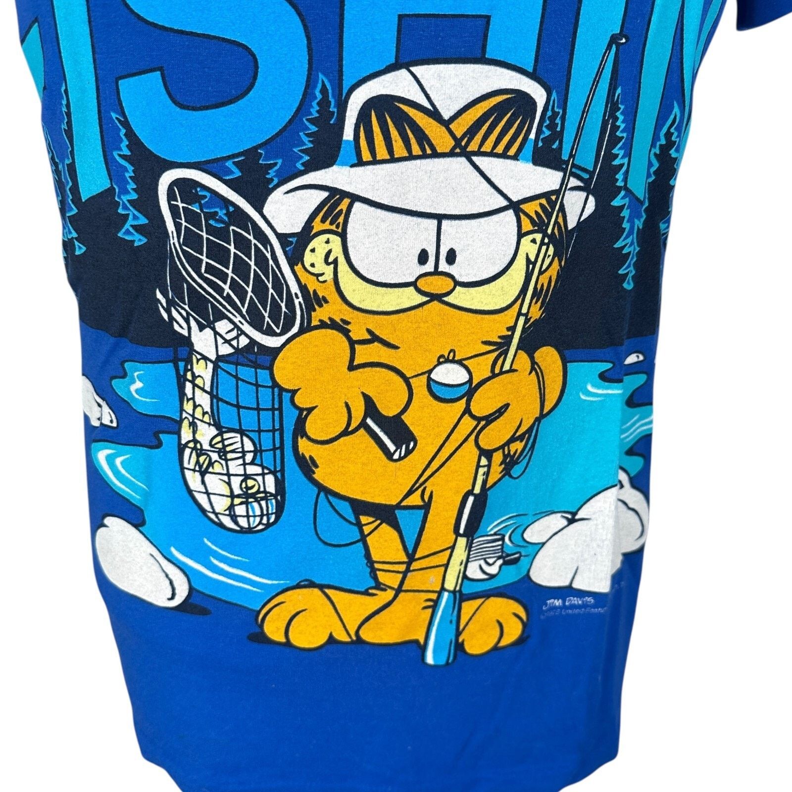 Other Vintage Garfield Wishin' I Was Fishing T-Shirt Men’s M Blue Size US M / EU 48-50 / 2 - 4 Thumbnail