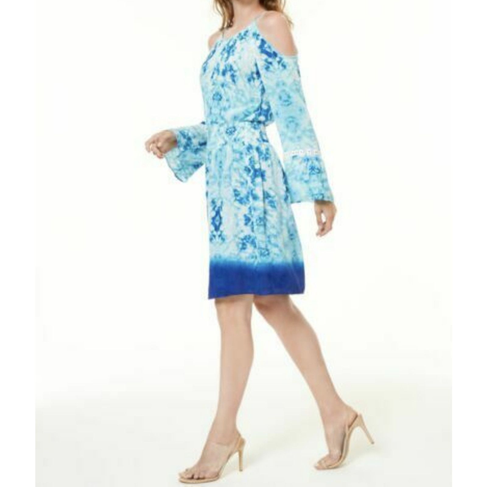 I.N.C INC Smocked Dress Cold-Shoulder Bell-Sleeve TieDye Galaxy XS Size XS / US 0-2 / IT 36-38 - 4 Thumbnail