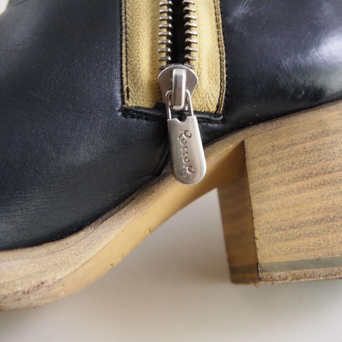 RoccoP Rocco P Ankle Boots Mid Heel Black Leather US 6.5 EU 36.5 Size US 6.5 / IT 36.5 - 3 Thumbnail