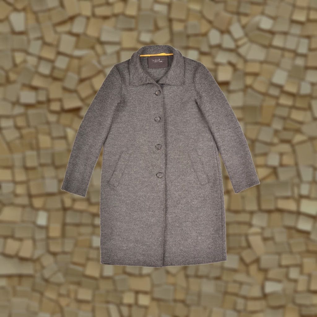 Vintage Ewooluzione Gray Virgin Wool Designer Coat Jacket, Made in Italy, Size 40, Women, Wool Coat, Overcoat, Gray, Designer, 90s-like? Size S / US 4 / IT 40 - 1 Thumbnail