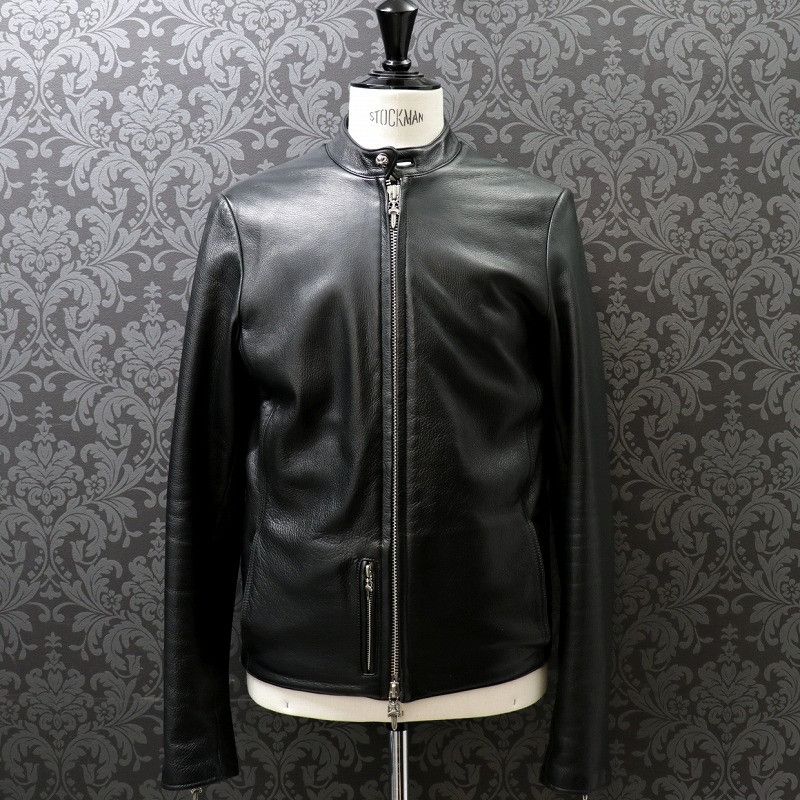 image of Chrome Hearts Single Zipper Straight Leather Jacket in Black, Men's (Size Large)