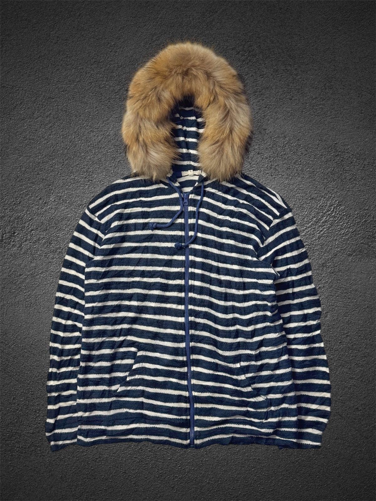 If Six Was Nine × Japanese Brand × Le Grande Bleu (L.G.B.) Fur Hoodie Striped Japanese Styled Size US L / EU 52-54 / 3 - 1 Thumbnail