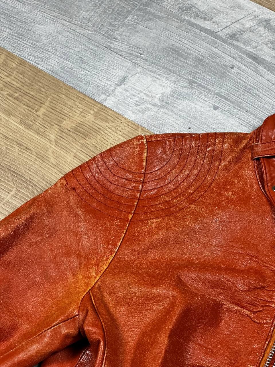 Leather Vintage Slim Bomber Cropped Leather Jacket Grunge Size S / US 4 / IT 40 - 8 Thumbnail