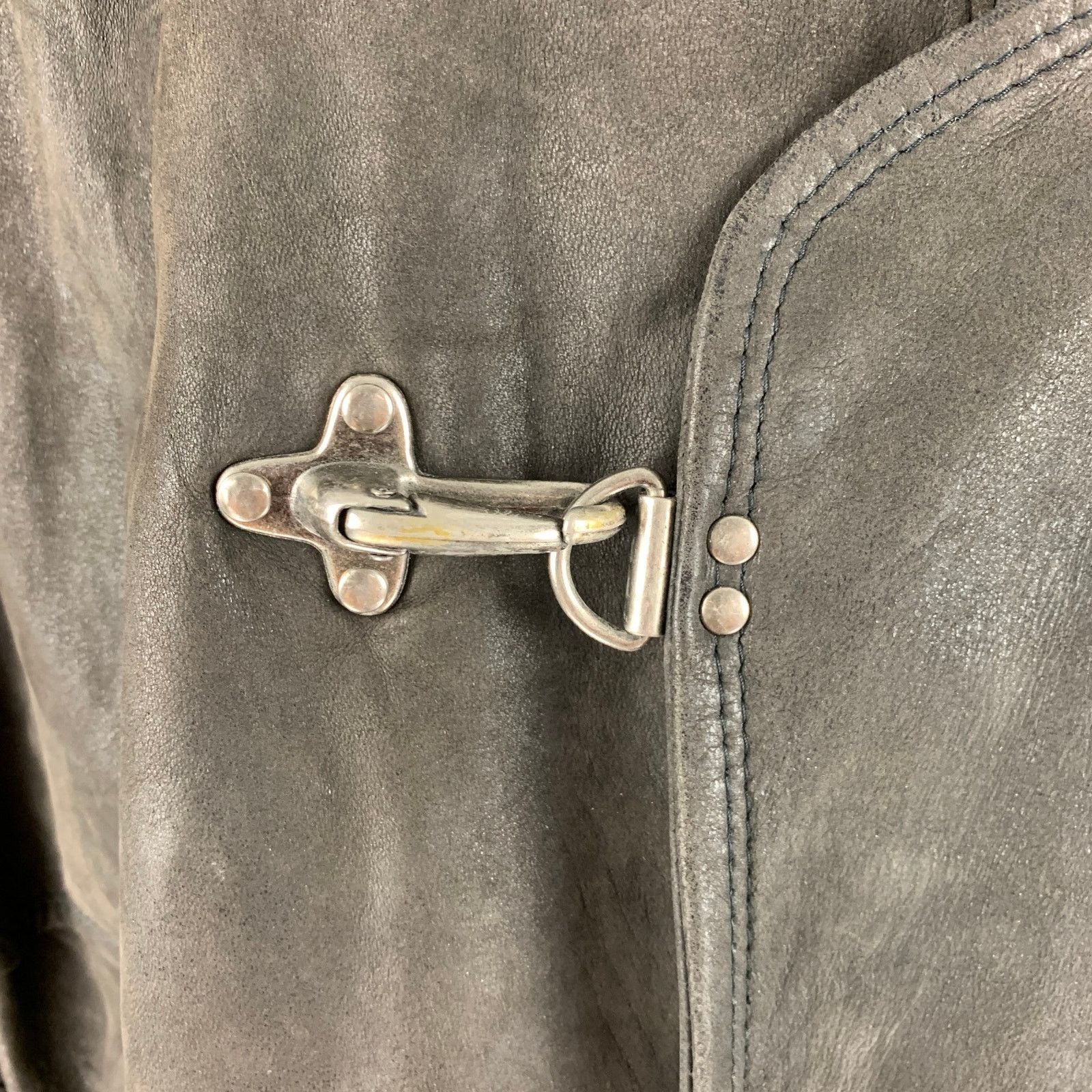 Bally BALLY Size 48 Grey Green Leather Nautical Coat Size US XXL / EU 58 / 5 - 6 Thumbnail