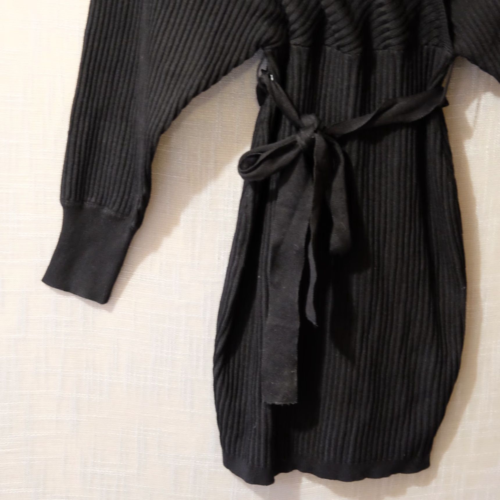 Vintage NWT! Lady Lavender Wrap Sweater Dress w/Waist Tie Black Womens L Dress Size L / US 10 / IT 46 - 3 Thumbnail
