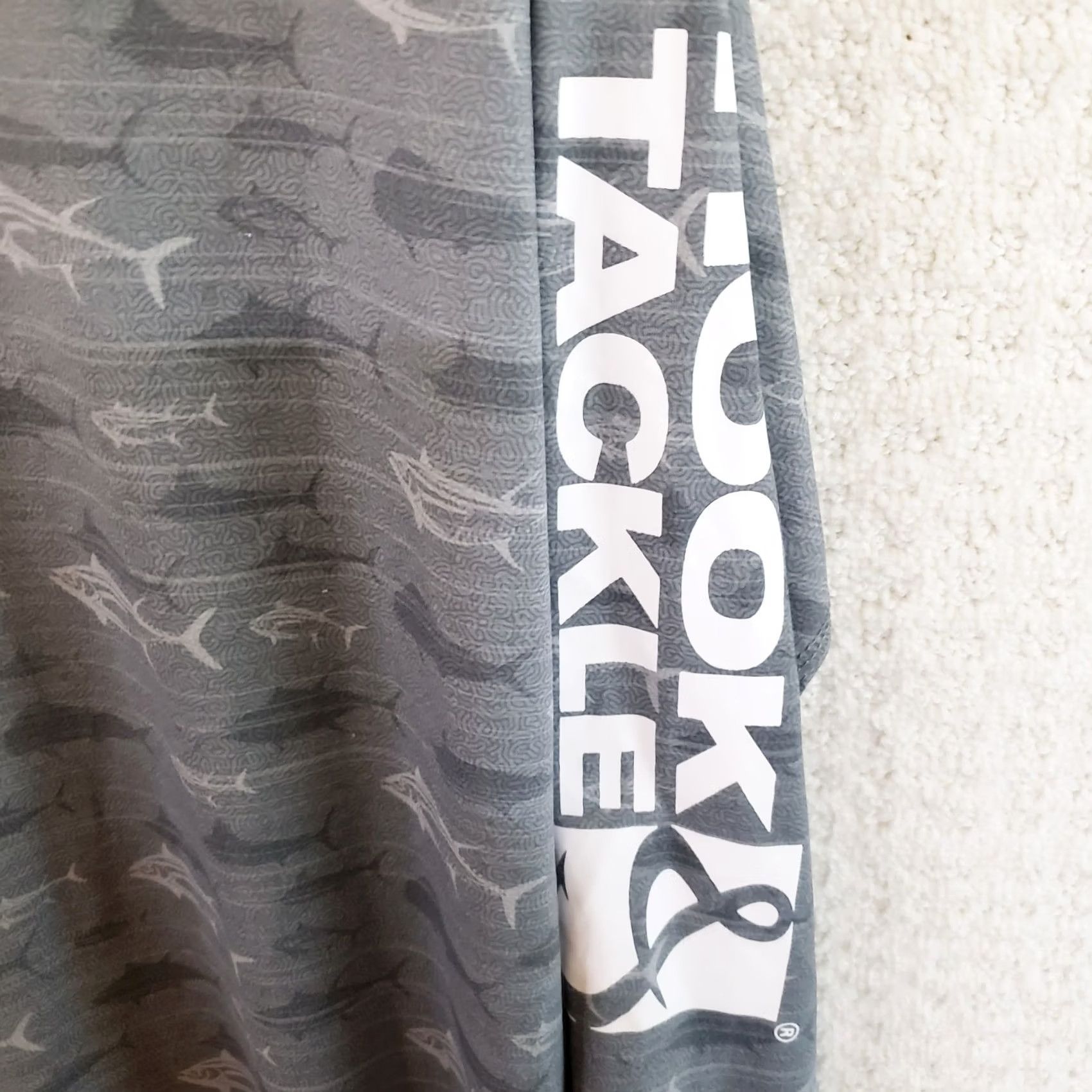 Vintage Hook & Tackle Hoodie Shirt Men L Gray Fish Pattern Long Sleeve Lightweight 50spf Hooded Size US L / EU 52-54 / 3 - 7 Thumbnail