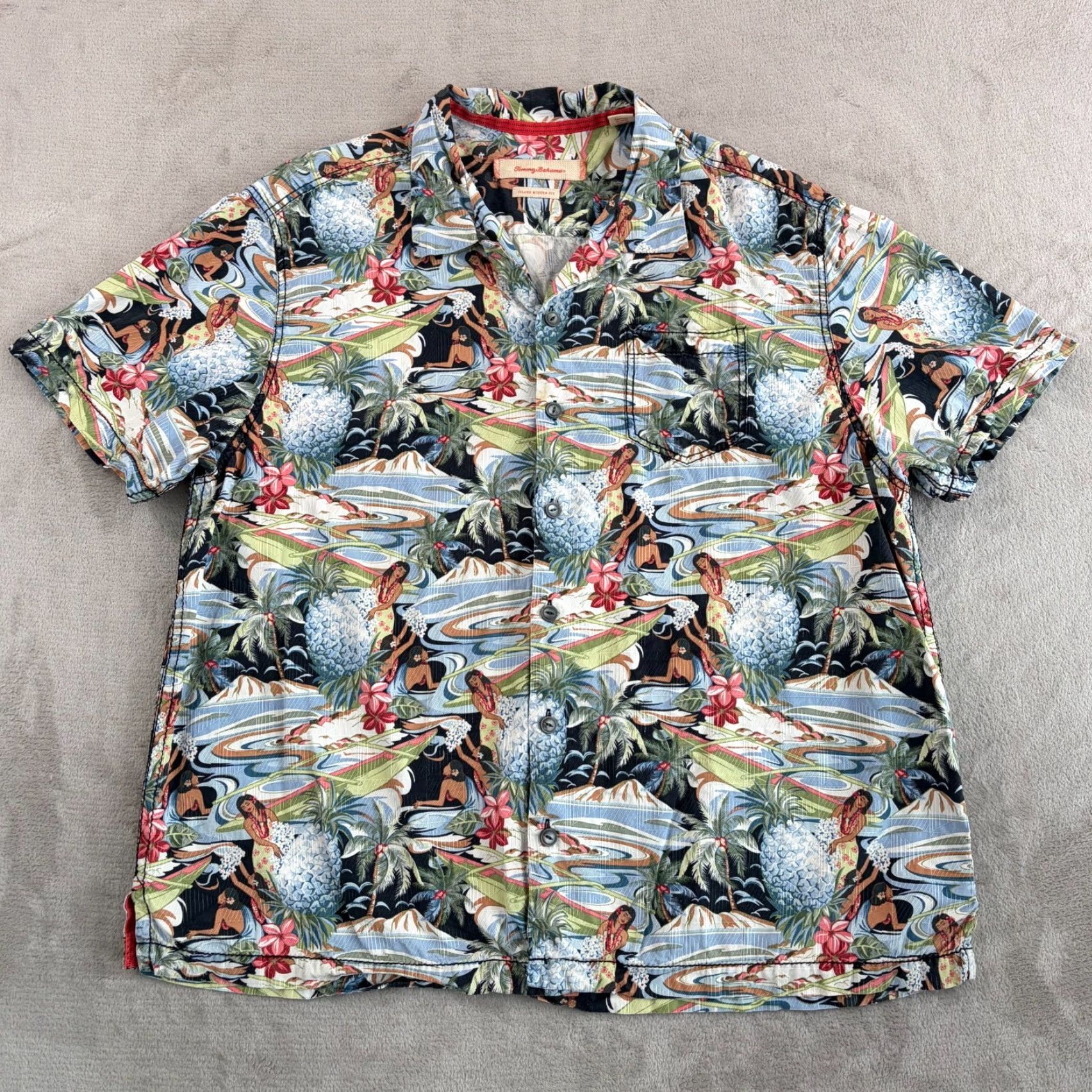 Tommy Bahama Tommy Bahama Shirt Men 2XL Hawaiian Floral Button-Up Collared Short Sleeve Multicolor Casual Island Size US XXL / EU 58 / 5 - 3 Thumbnail