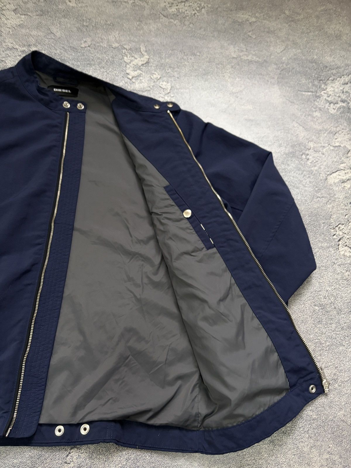 Diesel Diesel Blue Nylon Biker Bomber Jacket XL Cafe Racer Full Zip Size US XL / EU 56 / 4 - 10 Thumbnail
