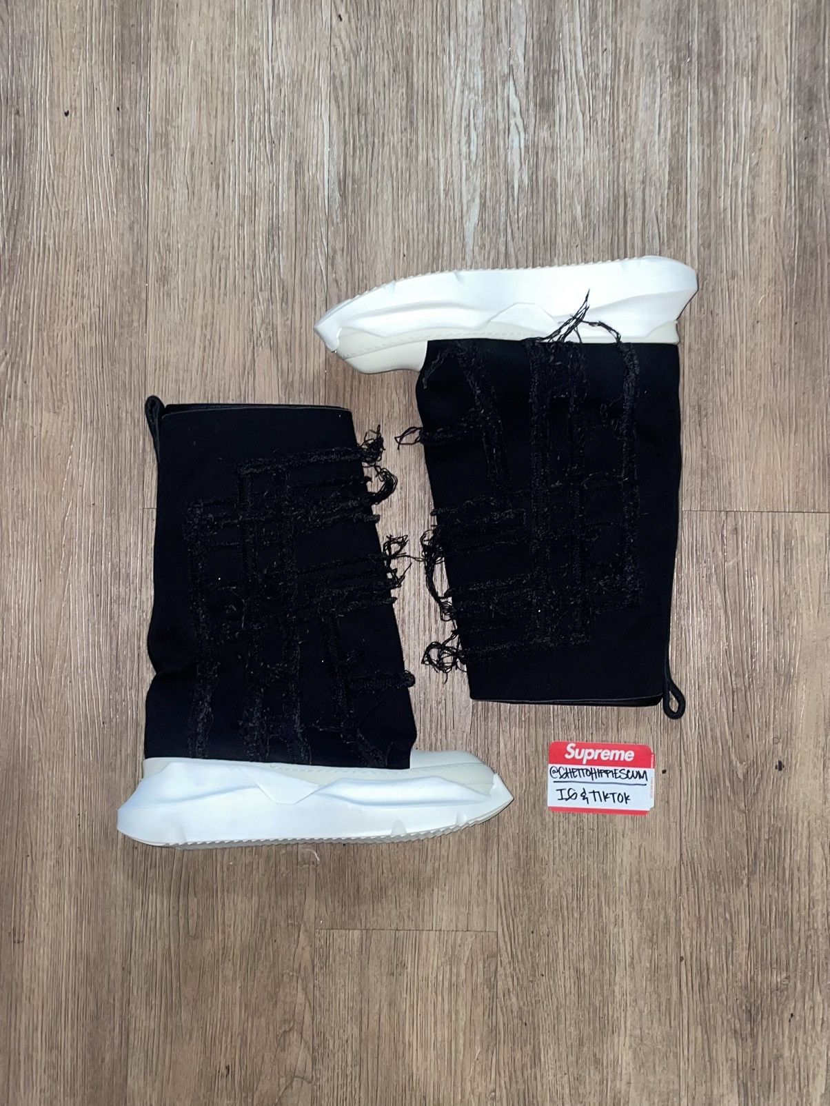 Rick Owens Drkshdw Rick Owens DRKSHDW Black Slashed Fogachine Boots Size US 8 / EU 41 - 1 Thumbnail