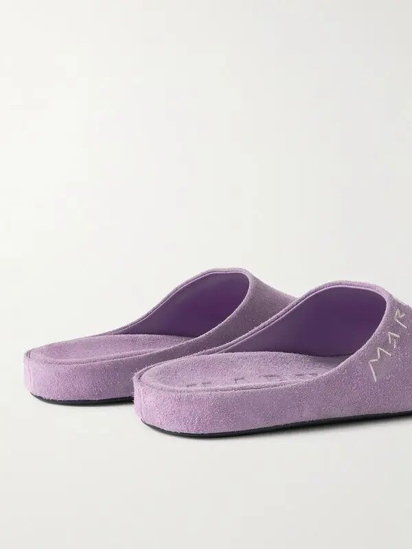 Marni o1w1db11225 Logo-Embroidered Suede Slides in Purple Size US 9 / EU 42 - 4 Thumbnail