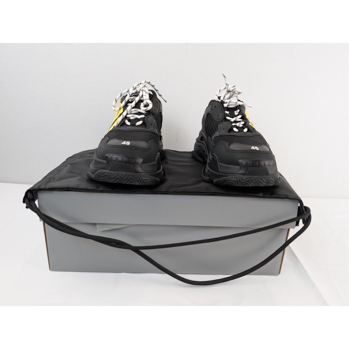 Balenciaga o1rshd1 Triple S Sneakers in Black/Yellow Size US 12 / EU 45 - 17 Thumbnail