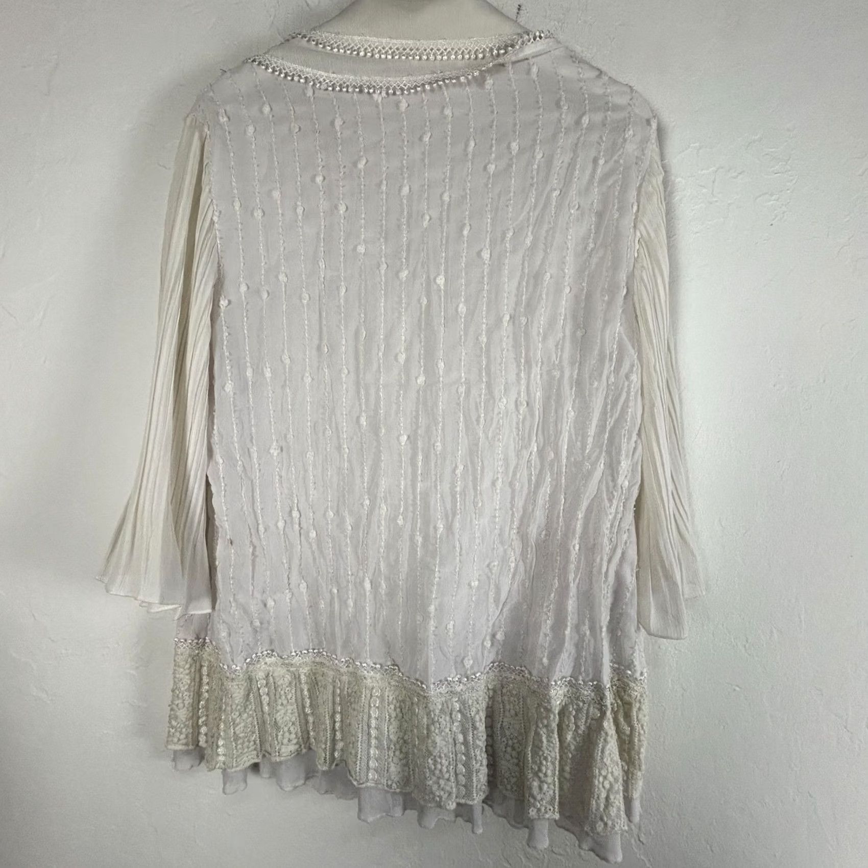 Vintage Pretty Angel Womens White Lace Boho Button Down Blouse Top Size Medium Collared Size M / US 6-8 / IT 42-44 - 2 Thumbnail