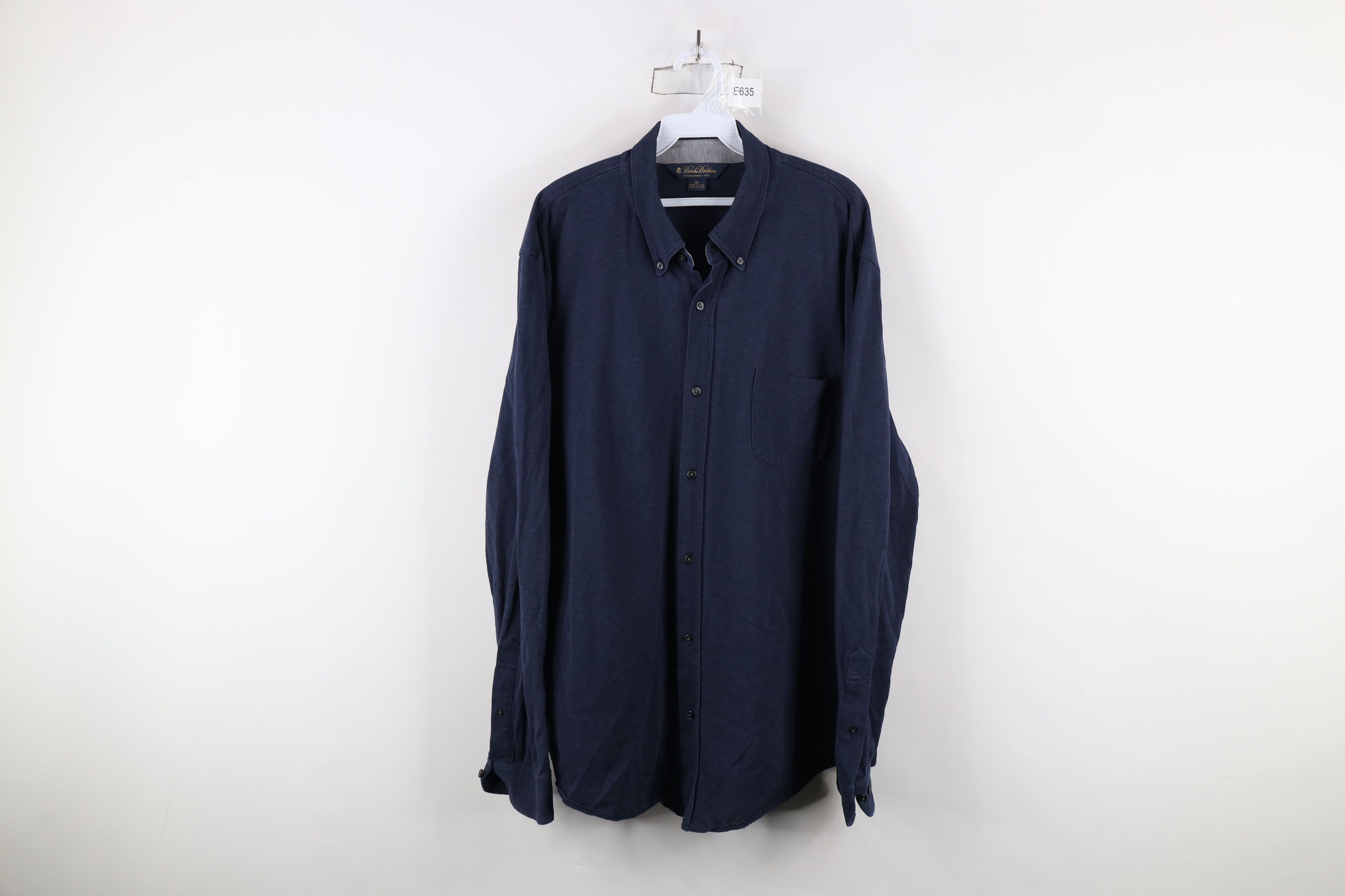 Brooks Brothers × Vintage Brooks Brothers Pique Cotton Collared Button Down Shirt Blue Size US XL / EU 56 / 4 - 1 Thumbnail
