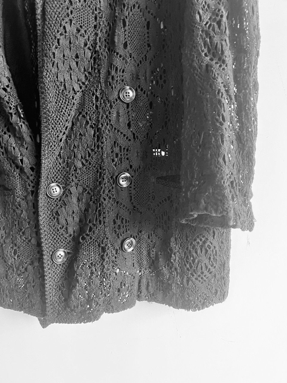 Yohji Yamamoto Y's Yohji Yamamoto - PATCHED TORCHON LACE PEAK LAPEL JACKET Size US S / EU 44-46 / 1 - 4 Thumbnail